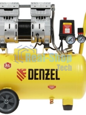 Компрессор Denzel DLS950/24 безмаслянный малошумный 950 Вт, 165 л/мин,ресивер 24 л