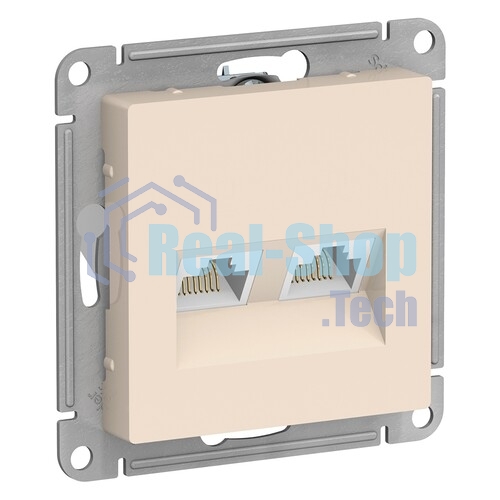 Розетка компьютерная 2-м AtlasDesign RJ45+RJ45 кат.5E механизм песочн. SE ATN001285