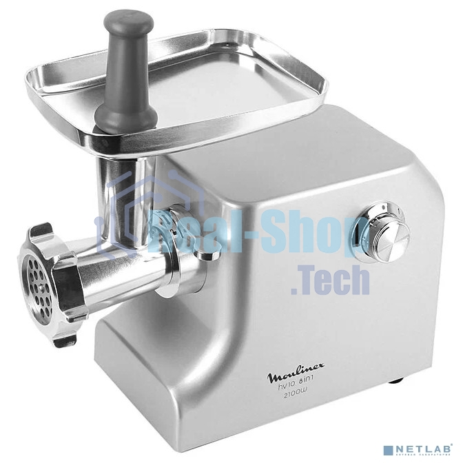 Мясорубка электрическая Moulinex ME858D32 серебристый, 2100 Вт, 5.5 кг/мин, реверс, защита от перегрузки, насадки - 8