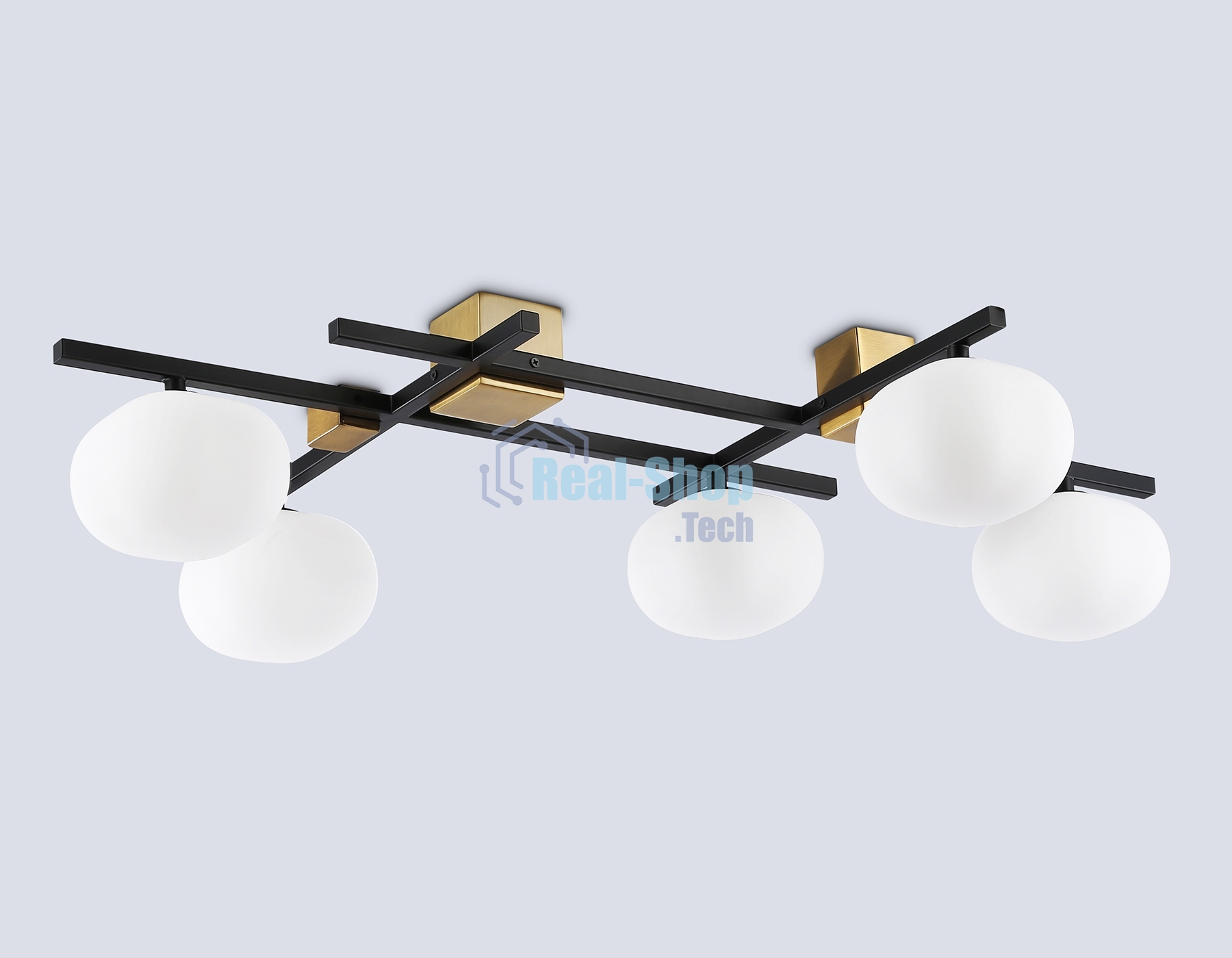 Светильник Ambrella light LH51015/5 BK/BS/FR черный/латунь/белый матовый G9*5 max 28W 800*560*170