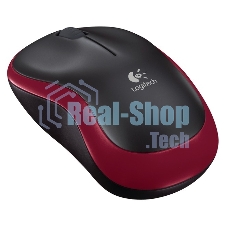 Мышь беспроводная Logitech M185, красный, 1000 dpi, радиоканал, USB, кнопки - 3