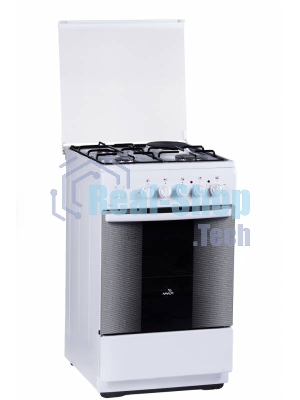 Плита комбинированная Flama RK 23-121 W белый, конфорок 3 газовых и 1 электрическая, духовка 50 л, 50 см x 85 см x 60 см