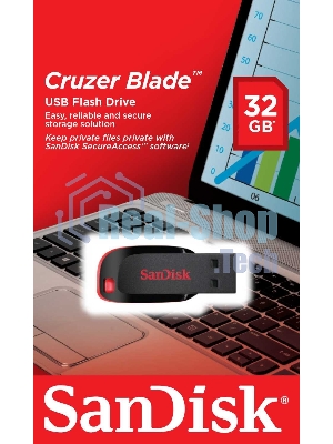 Флешка USB Sandisk CZ50 Cruzer Blade (SDCZ50-032G-B35), 32Gb, USB 2.0, R/W 15/4, черный/красный