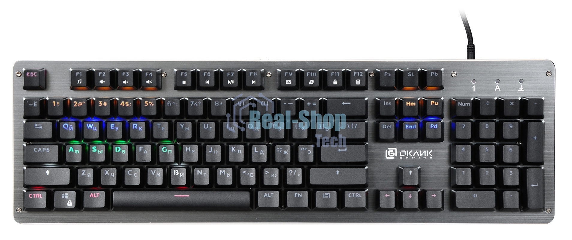 Клавиатура проводная Oklick 970G DARK KNIGHT механическая черный USB Gamer LED