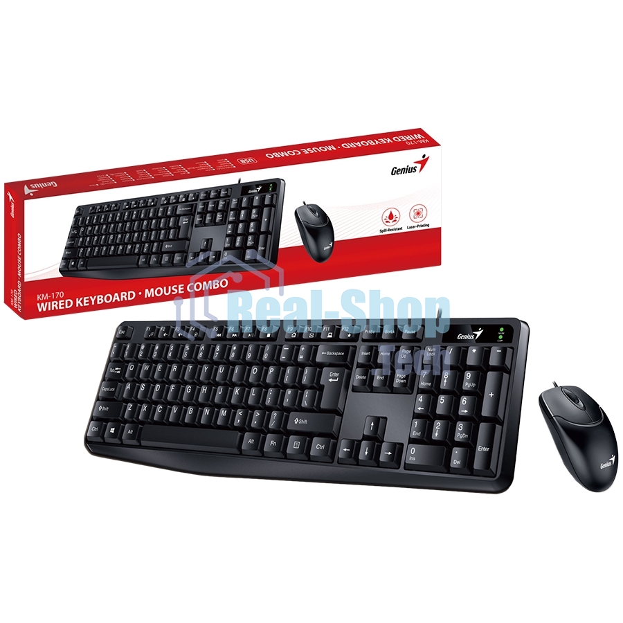 Комплект клавиатура + мышь проводной Genius Smart КМ-170 клавиатура+мышь USB