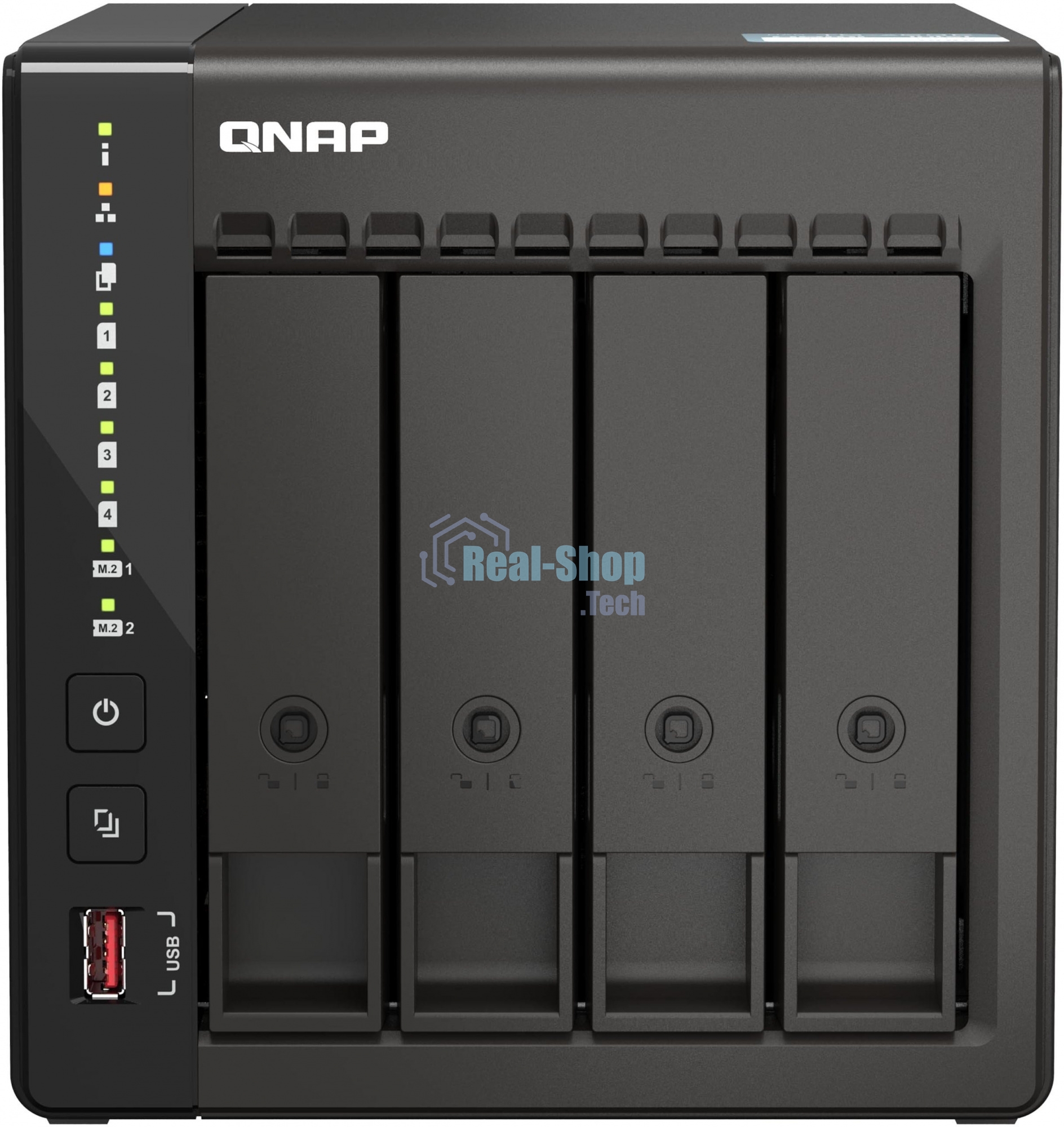 Сетевое хранилище SMB QNAP TS-453E-8G NAS, 4-tray w/o HDD. 2xHDMI-port. 4-core Celeron J6412 2-2.6 GHz, 8Gb DDR, 2x2.5Gb LAN, 2 x M.2 2280 PCIe Gen 3 x2, 2x USB 3.2 Gen 2 (10Gbps) Port, 2x USB 2.0 port