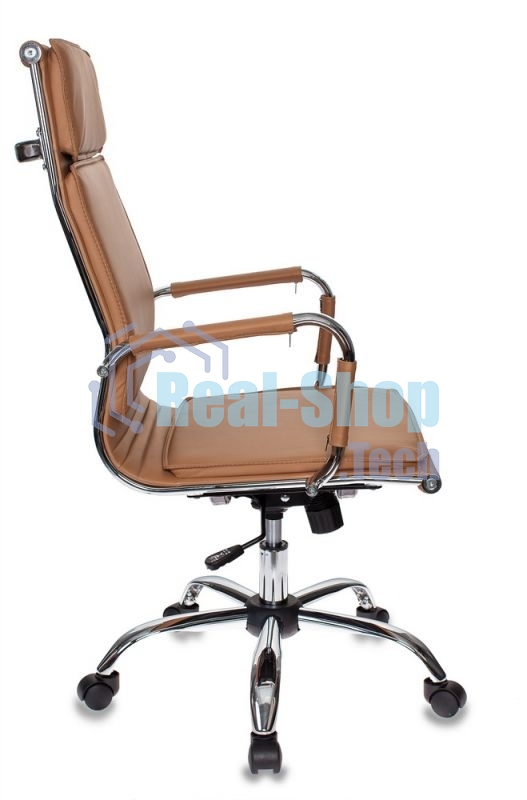Кресло руководителя Бюрократ CH-993/camel светло-коричневый, искусственная кожа, крестовина хромированная