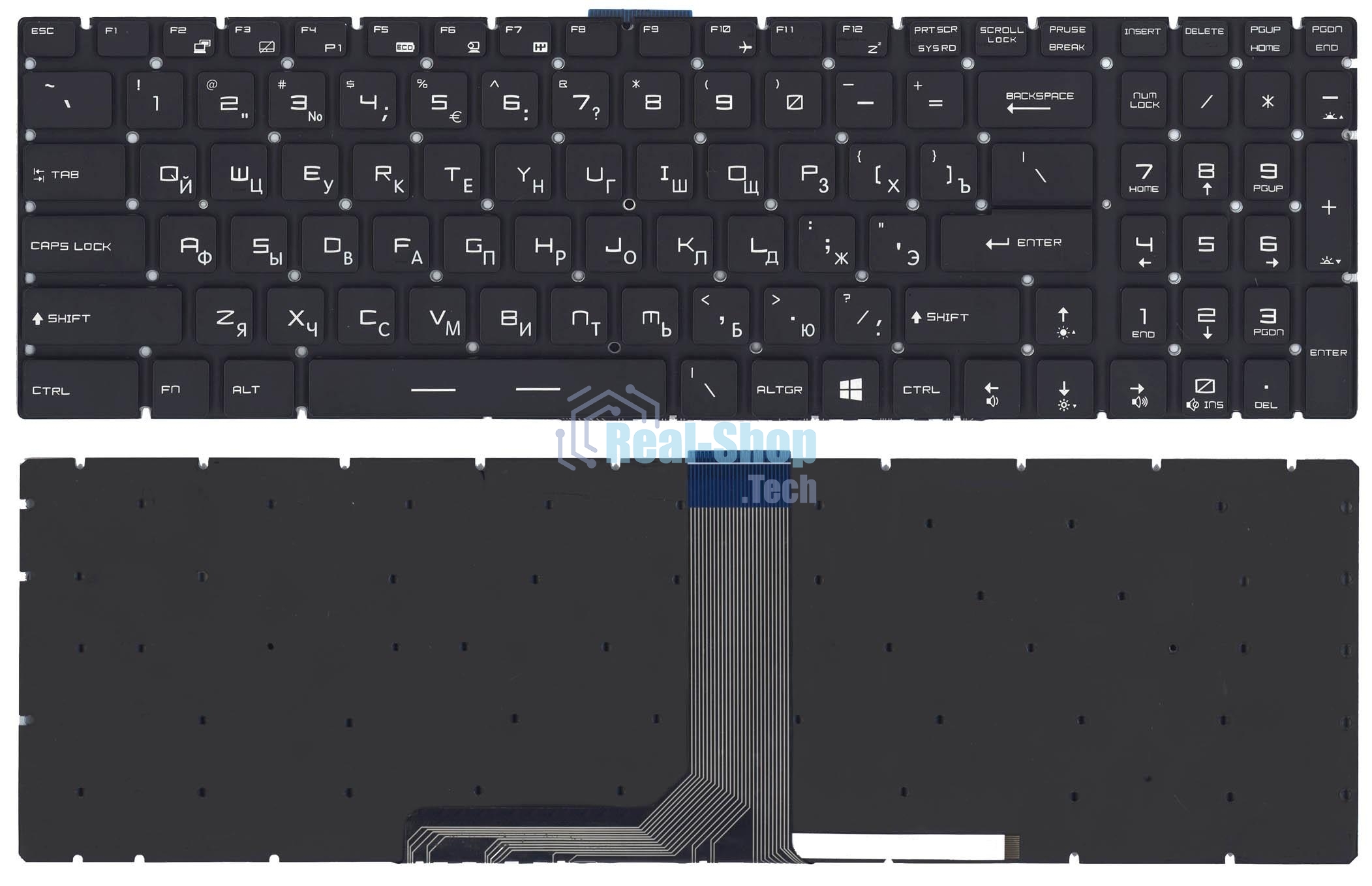 Клавиатура для ноутбука MSI GT72 GS60 GS70 GP62 GL72 GE72 черная с 7-цветной подсветкой