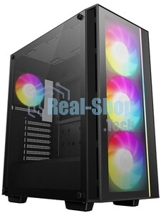 Компьютерный корпус Deepcool MATREXX 55 MESH V4 без БП, боковое окно (закаленное стекло), 3xARGB LED 140мм вентилятора спереди, 1xARGB LED 120мм вентилятор сзади, черный, ATX