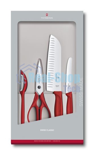 Набор ножей кухонных Victorinox Swiss Classic Kitchen (6.7131.4G) компл.:4шт красный подар.коробка