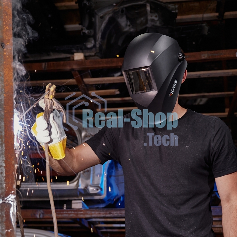 Маска сварщика Kranz с черным минеральным стеклом DIN 9