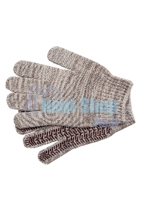 Перчатки трикотажные Сибртех усиленные, гелевое ПВХ-покрытие, 7 класс, бело-серый меланж