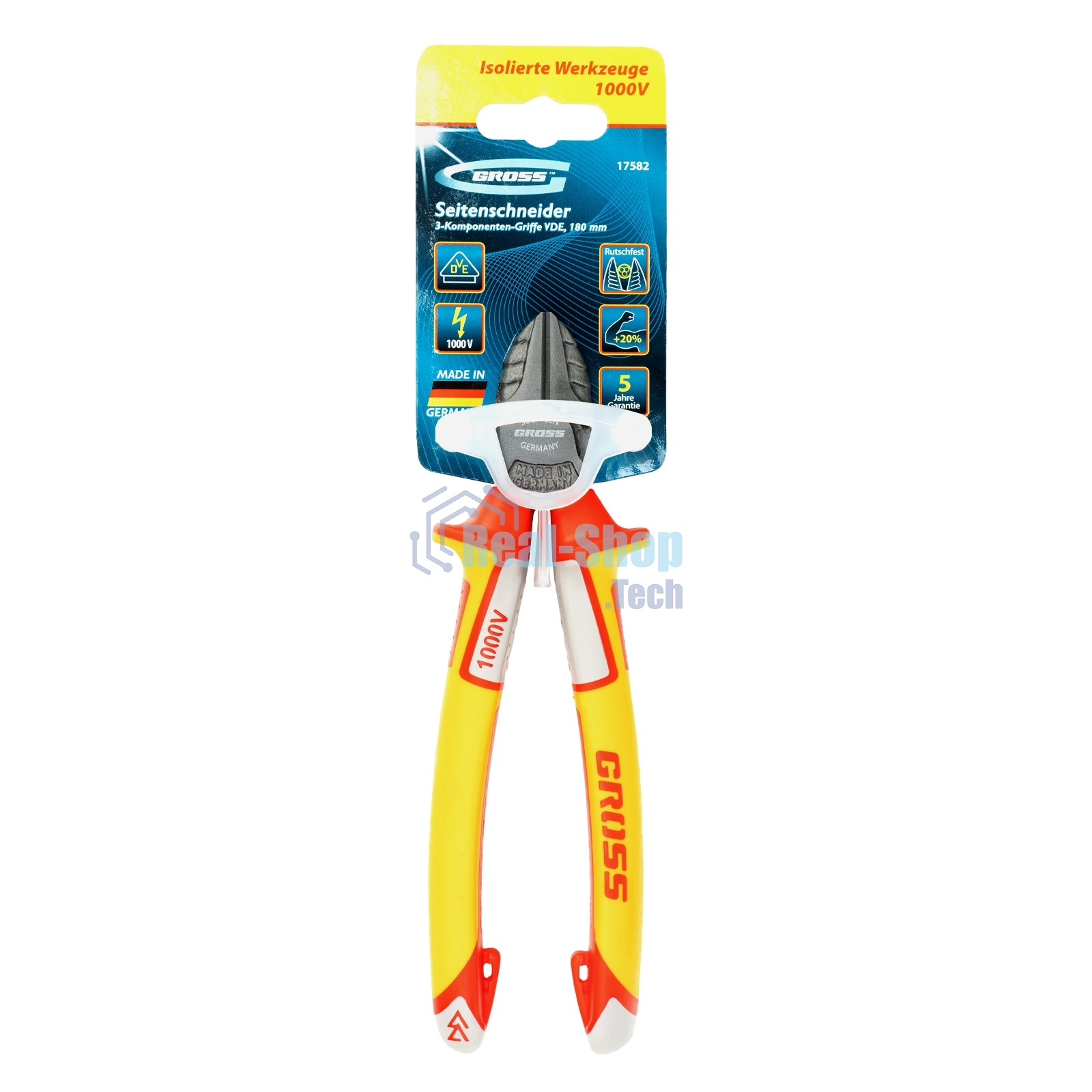 Бокорезы Gross 17582 диэлектрические рукоятки до 1000в трехкомпонентные рукоятки 180 мм