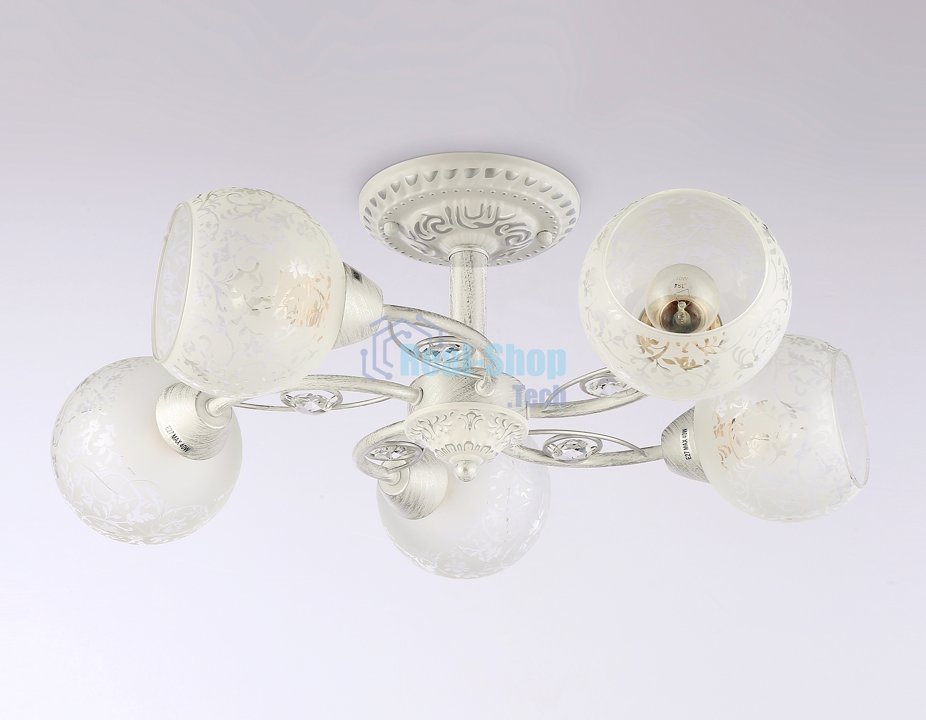 Светильник Ambrella light TR3062/5 WH/SL/FR белый/серебро/белый матовый E27/5 max 40W D615*245