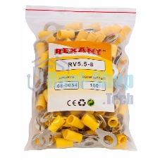 Наконечник кольцевой изолированный Rexant ø 8.4 мм 4-6 мм² (НКи 6.0-8/НКи5,5-8) желтый