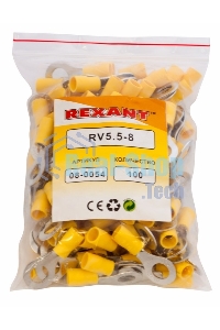 Наконечник кольцевой изолированный Rexant ø 8.4 мм 4-6 мм² (НКи 6.0-8/НКи5,5-8) желтый