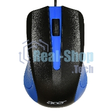 Мышь проводная Acer OMW011 черный/синий, 1200 dpi, USB, кнопки - 3