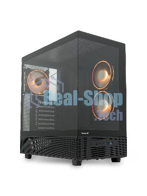 Компьютерный корпус HSPD F710, Panoramic Mid Tower, черный, TG, 0.5 SPCC, 3x120мм ARGb E-ATX, ATX, mATX, mITX 185/395/270мм 2x2.5