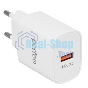 Сетевое зарядное устройство PERFEO с разъемом USB, QC3.0, 18W, белый (I4659)