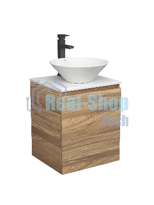Тумба Bau Dream Blackwood 50 с дверцей, раковина BAU Dream D43, смеситель для раковины высокий Hotel Black, черный