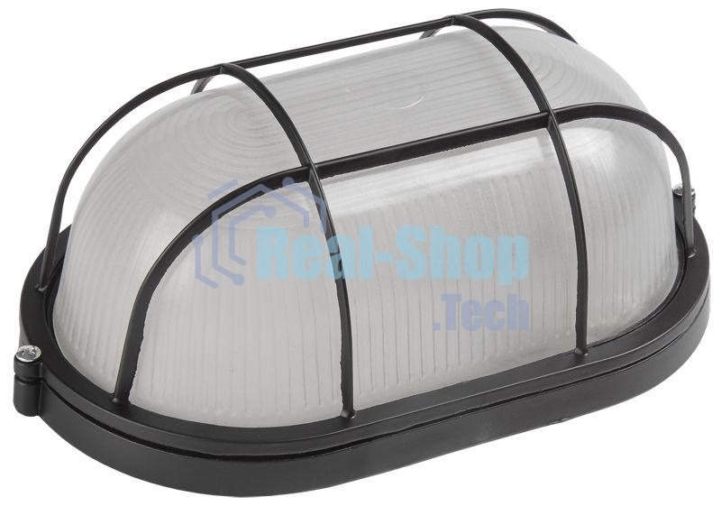 Светильник НПП 1402 60Вт E27 IP54 черный овал с решеткой ИЭК LNPP0-1402-1-060-K02