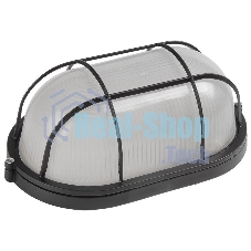 Светильник НПП 1402 60Вт E27 IP54 черный овал с решеткой ИЭК LNPP0-1402-1-060-K02