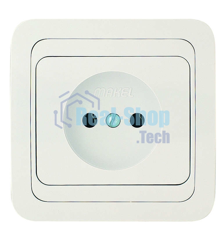 Розетка 1-м Makel СП Mimoza 16А IP20 без заземл. керам. бел./бел.
