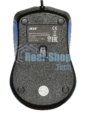 Мышь проводная Acer OMW011 черный/синий, 1200 dpi, USB, кнопки - 3
