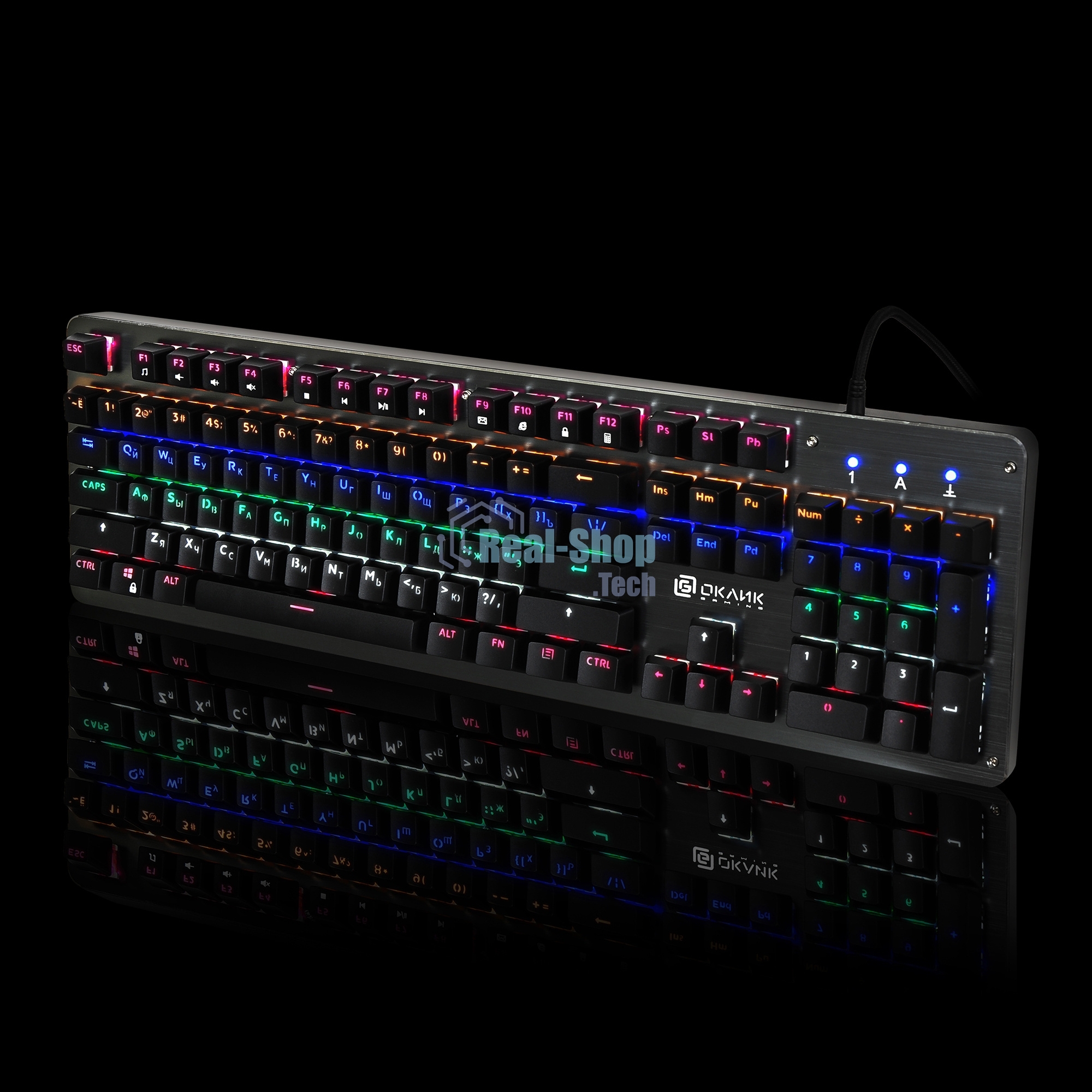 Клавиатура проводная Oklick 970G DARK KNIGHT механическая черный USB Gamer LED