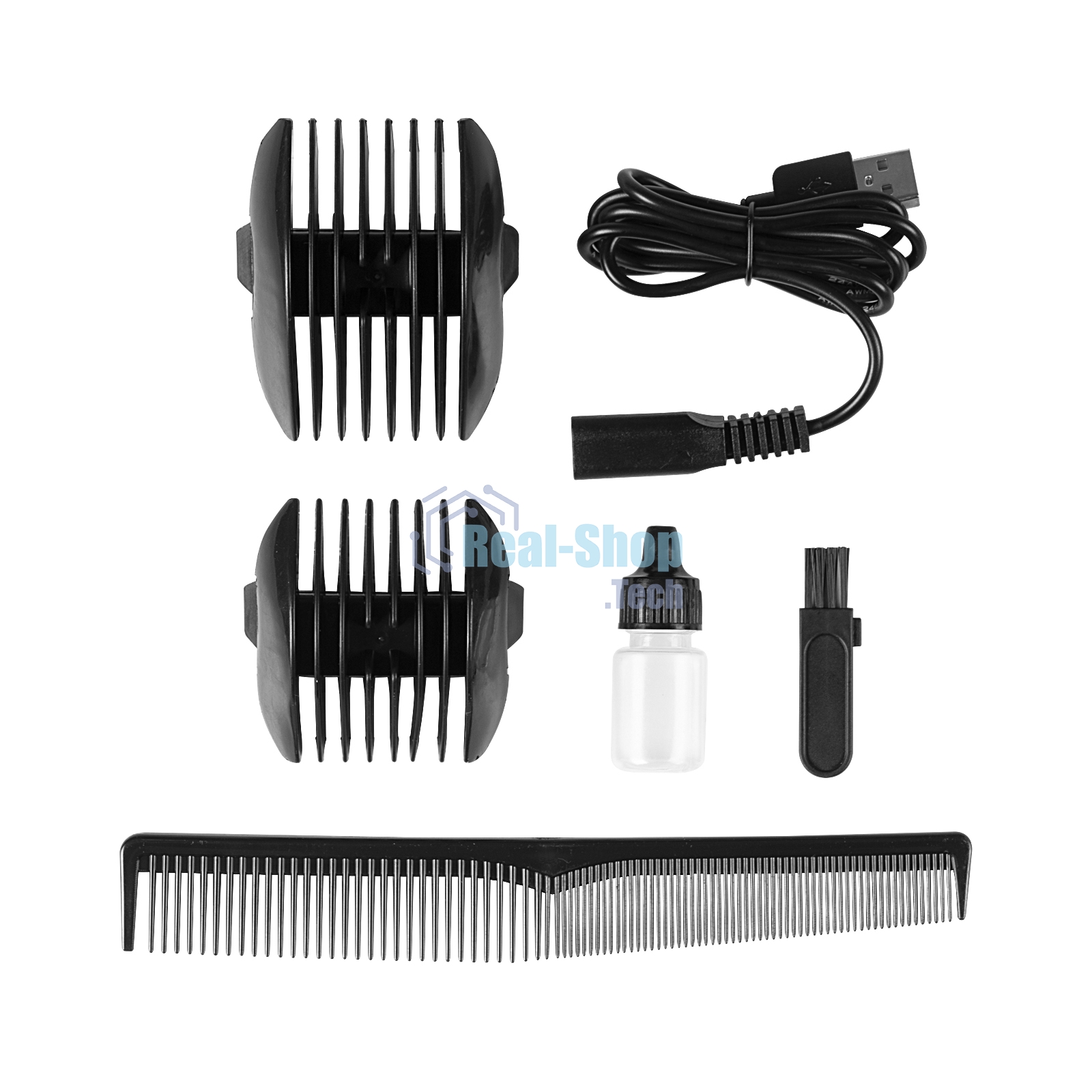 Набор для стрижки Galaxy Line GL 4165, черный, 3 Вт, время непрерывной работы до 1,5 ч, время зарядки около 2 часов, аккум. Li-Ion 3,7 В, емкость аккум. 600 мА*ч, лезвия из нержав. стали, ширина лезвия 40 мм, 2 насадки-расчески (3 и 6 мм, 9 и 12 мм), USB 