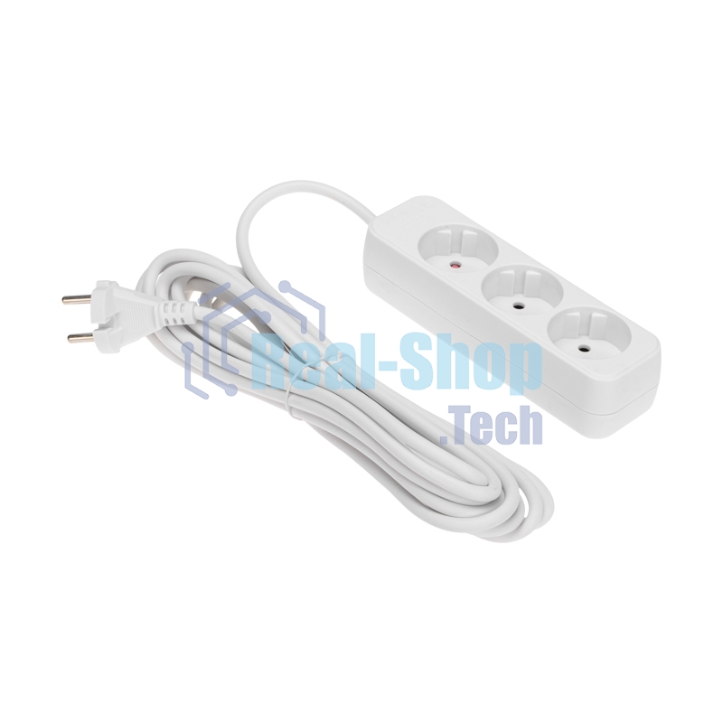 Удлинитель Rexant STANDARD 3 гнезда, 5 м, 2х1,0мм², б/з, белый