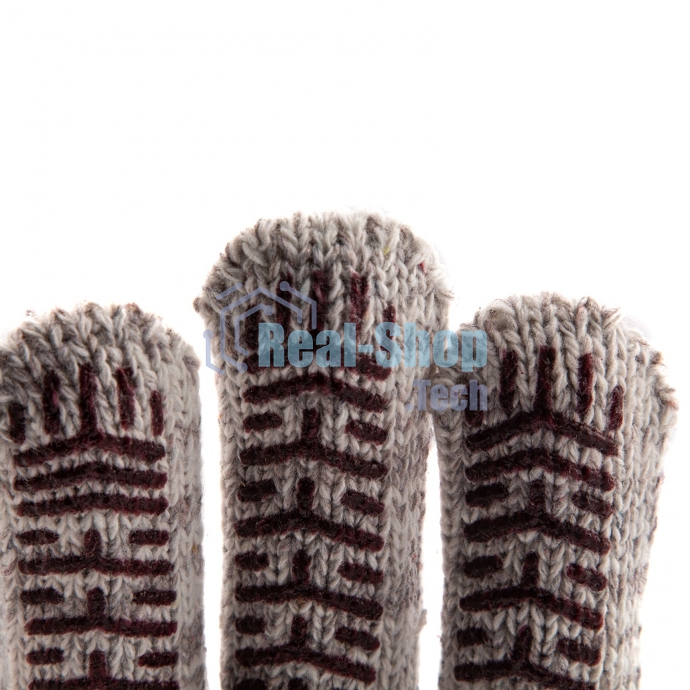 Перчатки трикотажные Сибртех усиленные, гелевое ПВХ-покрытие, 7 класс, бело-серый меланж