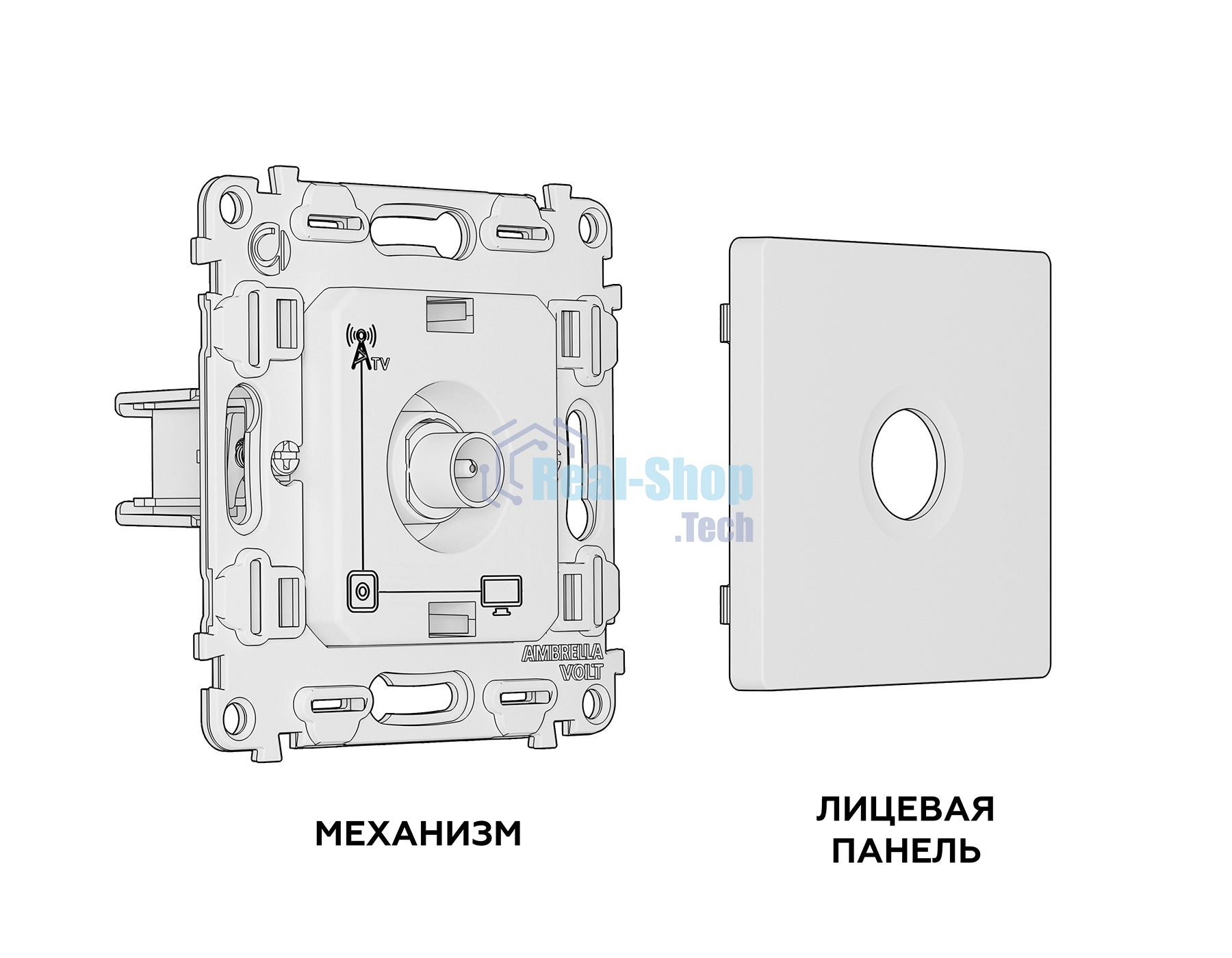 Комплект механизма TV розетки оконечной ALFA Бежевый матовый 50-870 MHz 1dB QUANT (AP3330, VM202) MA333010