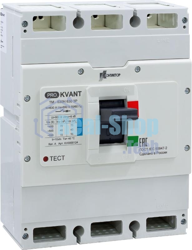 Выключатель автоматический PRO.KVANT TM-630H 3P 400A 70kA | KV0000122 | Контактор (Legrand)