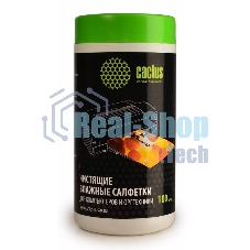 Салфетки Cactus CS-T1002 Туба с чистящими салфетками для компьютеров и оргтехники, 100 шт