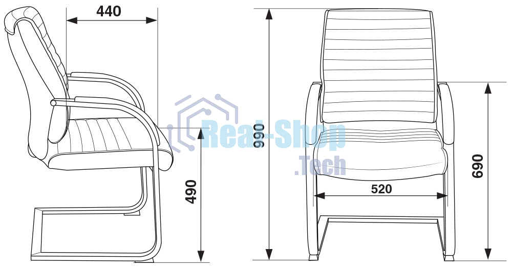 Кресло офисное Бюрократ T-8010-LOW-V/IVORY слоновая кость, искусственная кожа, на полозьях