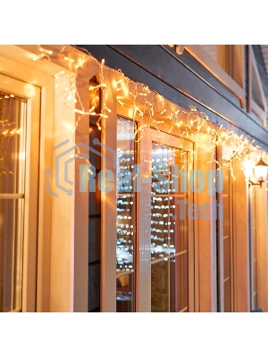 Гирлянда Neon-night Айсикл (бахрома) светодиодный, 4,8 х 0,6 м, прозрачный провод, 230 В, диоды желтые, 176 LED