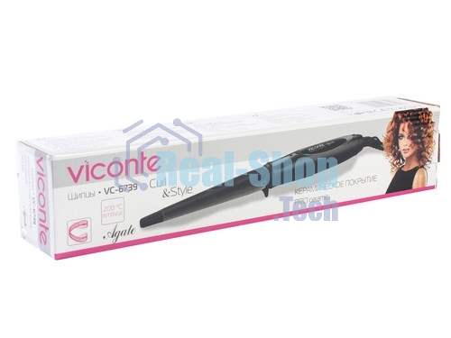 Щипцы для завивки волос Viconte VC-6739 черный, 13-19 мм, 200 °C, 1 режим