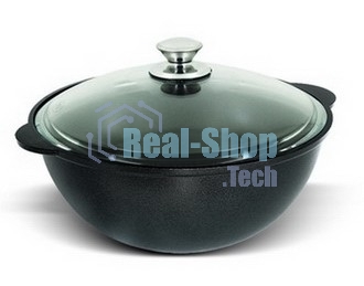 Казан литой 4,5 л КУКМОР К-47а 4,5 л. стеклянная крышка. Для плова, линия 