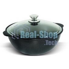 Казан литой 4,5 л КУКМОР К-47а 4,5 л. стеклянная крышка. Для плова, линия 