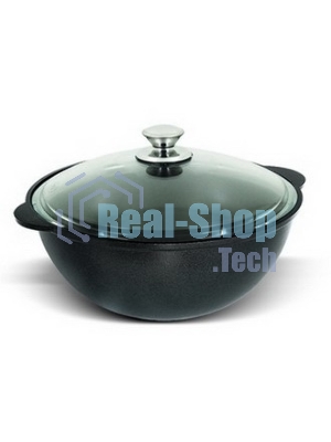 Казан литой 4,5 л КУКМОР К-47а 4,5 л. стеклянная крышка. Для плова, линия 