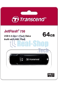 Флешка USB Transcend JetFlash 750 (TS64GJF750K), 64Gb, USB 3.0, R/W 130/40, черный