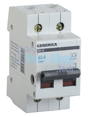 Выключатель нагрузки IEK MNV15-2-063 (мини-рубильник) ВН-32 2Р 63А GENERICA