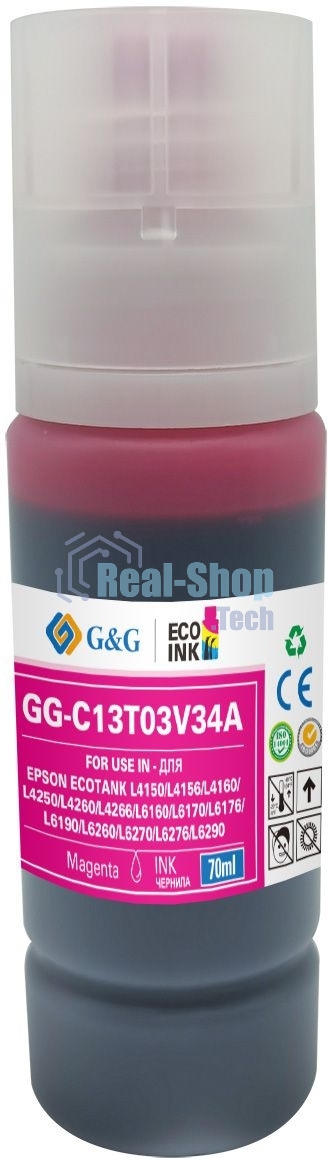 Чернила G&G GG-C13T03V34A 101M пурпурный70мл для Epson L4150/L4160/L6160/L6170