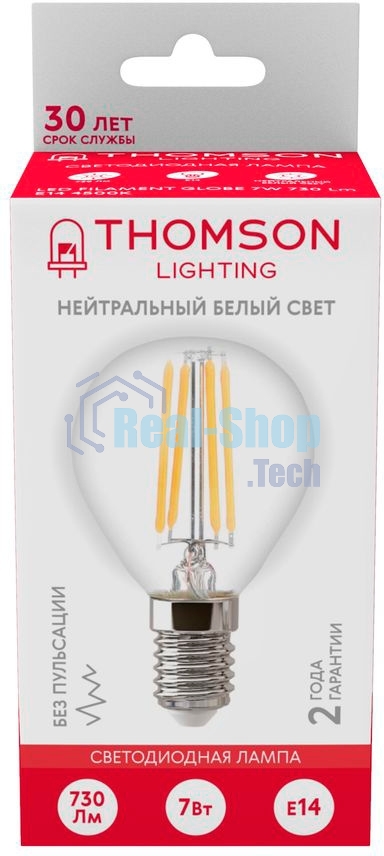 Лампа светодиодная Hiper THOMSON LED FILAMENT GLOBE 7W 730Lm E14 4500K TH-B2084