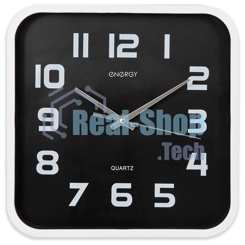 Часы настенные Energy ЕС-09 квадратные, пластик, плавный ход (в уп. 20 шт)