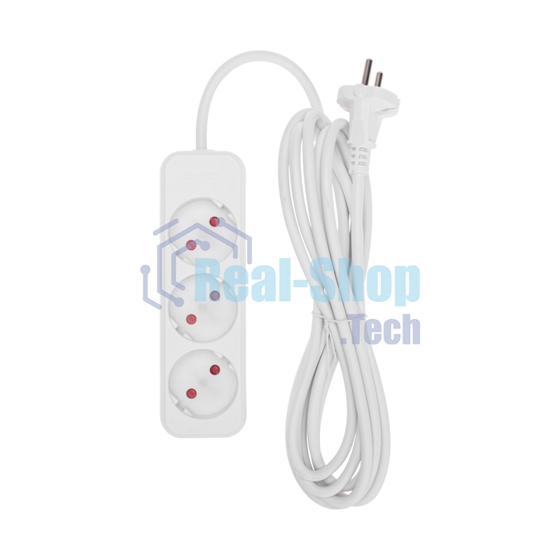 Удлинитель Rexant STANDARD 3 гнезда, 3 м, 2х1,0 мм², б/з, белый