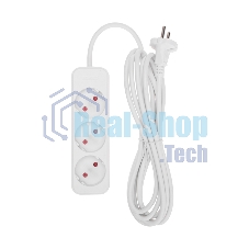 Удлинитель Rexant STANDARD 3 гнезда, 3 м, 2х1,0 мм², б/з, белый