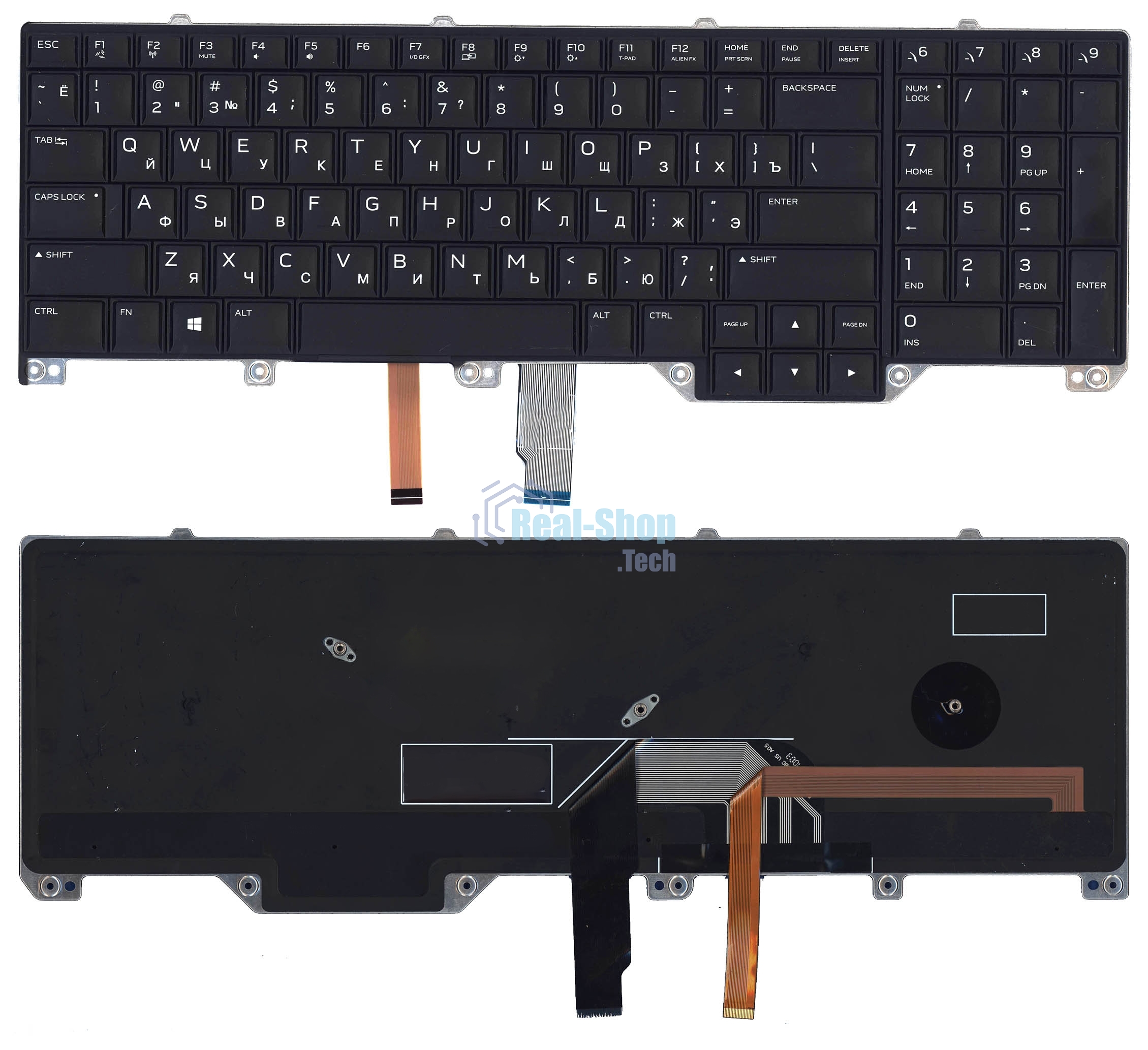 Клавиатура для ноутбука Dell Alienware 17 R4 черная с подсветкой