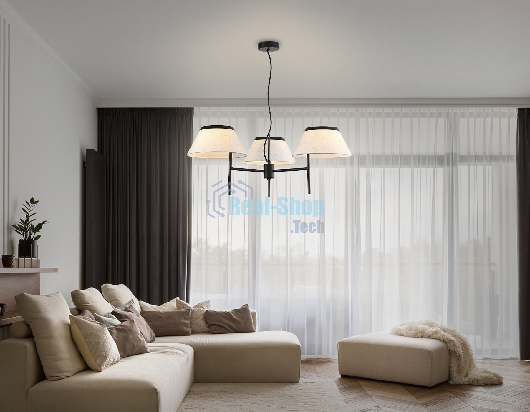 Светильник Ambrella light LH72451/3 BK/WH черный/белый Е14/3 max 40W D800*290-1080